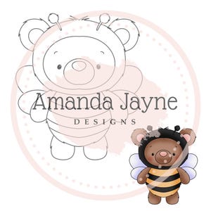 Tampon numérique abeille pour la fabrication de cartes, tampon digi, clipart, imprimable, printemps, habillage d'ours, fournitures pour fabrication de cartes, scrapbooking