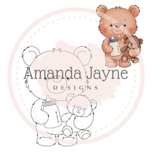 Sello digital "Es un oso niño" para hacer tarjetas, sello digital, clipart, imprimible, nuevo bebé, bebé niño, suministros para hacer tarjetas, scrapbooking