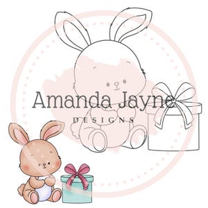 Lapin avec un tampon numérique pour la fabrication de cartes, tampon digi, clipart, imprimable, printemps, anniversaire, fournitures pour fabrication de cartes, scrapbooking