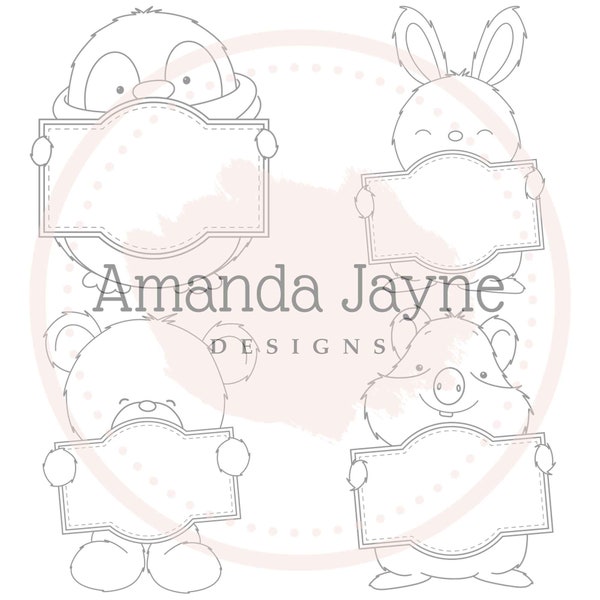 Amanda Jayne Designs Digital Stamp - Sign characters, JPEG, Christmas, Xmas, birthday, new baby, milestone, digital