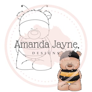 Sello digital de oso abejorro, sello digital, clipart, imprimible, primavera, disfraz de oso, suministros para hacer tarjetas, scrapbooking