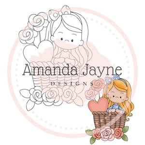 Timbro digitale Valentine Girl, timbro digitale, clipart, stampabile, primavera, Galentine's, forniture per la creazione di biglietti, scrapbooking