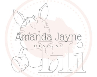 Hi Zebra digi stamp, digital stamp, Amanda Jayne Designs