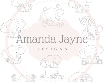 Elephant - 10 digital stamps bundle - Amanda Jayne Designs