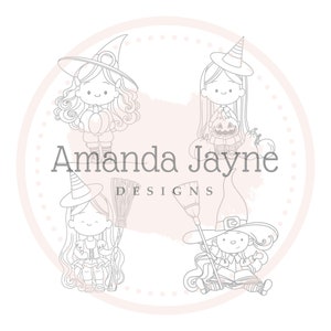 Kleine Hexen 6 Stück Digital Stempel Set, Amanda Jayne Designs