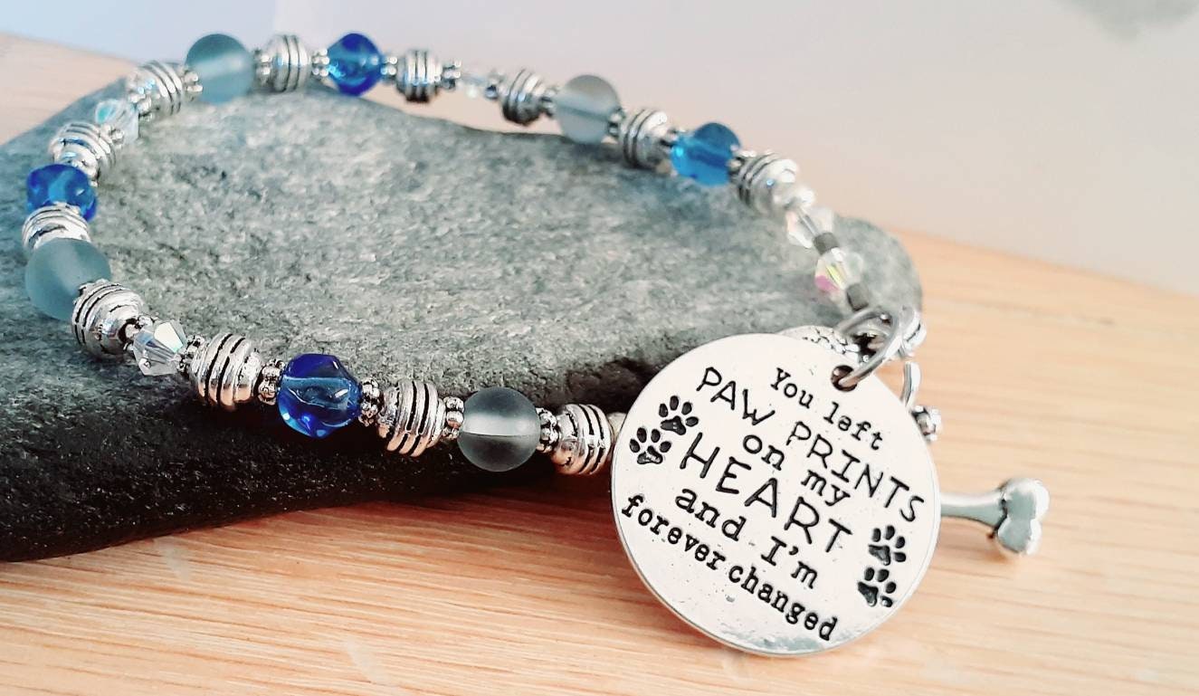 Dog Memorial Bracelet Beaded Charm Bracelet Sympathy Gift Etsy