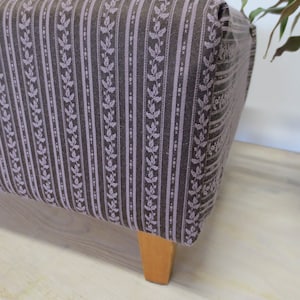 Vintage footstool upholstered with vintage fabric - brown soft pink - warm interior country living