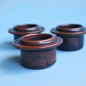 Arabia Ruska three brown egg cups - Scandinavian design Finland - collector ARABIA - easter breakfast decoration rustic