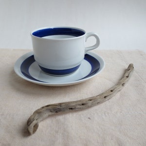 Rorstrand Duo Bla cup and  saucer - Scandinavian design - collectable - white blue - coffee Sweden vintage collectable
