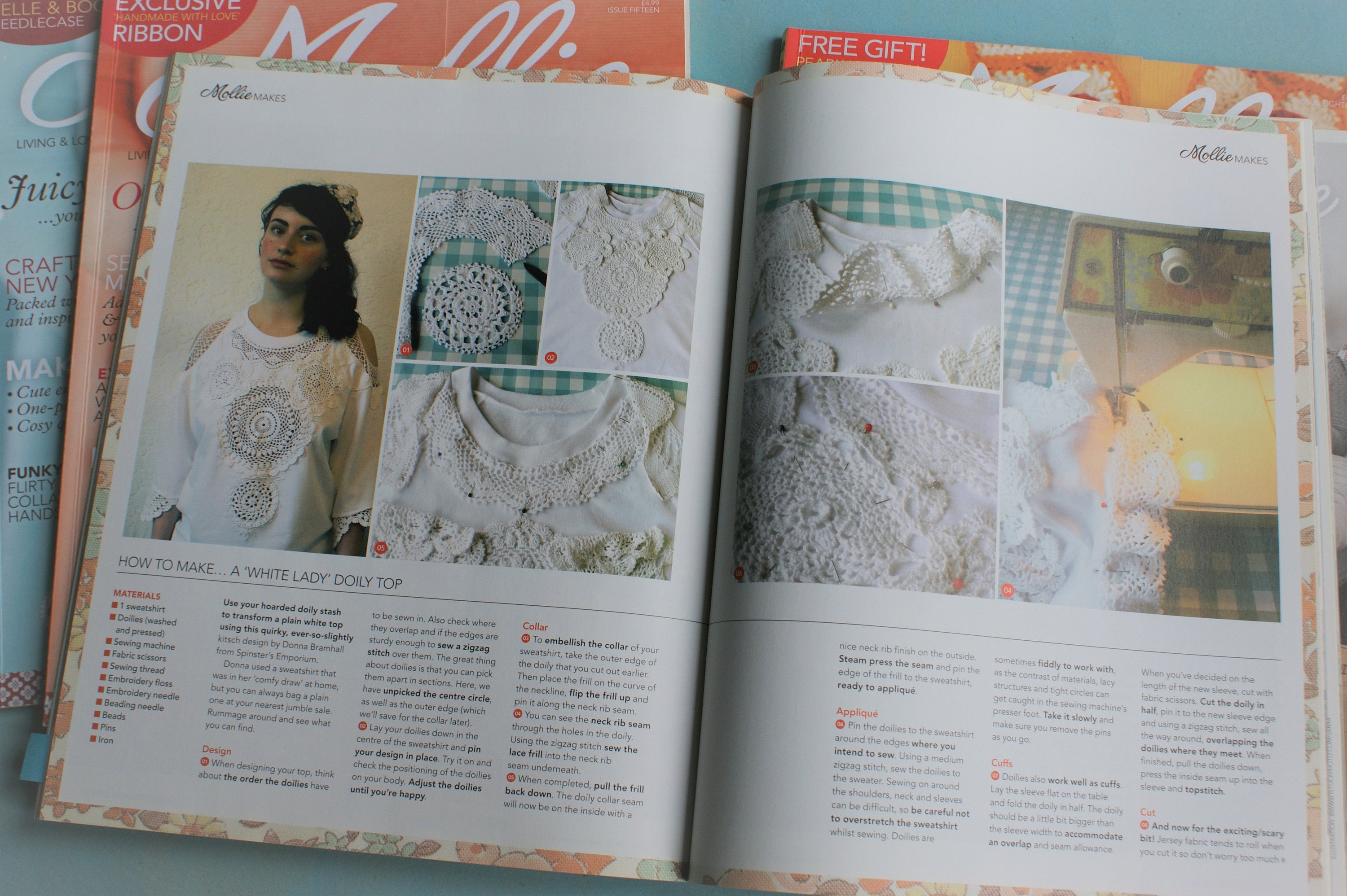 fabric inspiration bundle of 4 Mollie makes Magazine English craft magazine on fabric textiles interior and felt