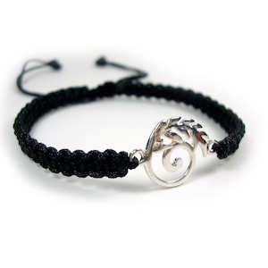 Sterling Silver 925 Ancient Greek Spiral Infinity Key & Olive Leaf  10mm Macrame Adjustable Bracelet , Griechische Armband, Bijoux Grecque