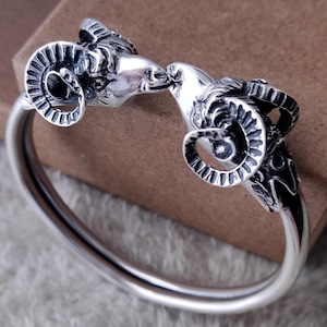 Greek BIG Rams Head Cuff Bracelet | Sterling Silver 925 | Jewelry From Greece | Double Rams Silver Bracelet | Arius Bracelet | Greek Jewelry