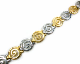 Sterling Silver 925 Ancient Greek Bracelet Infinity Spiral Swirl Gold Plated 22K Vortex Key 10mm Pattern Bracelet Sizes 16-22cm, 6.24"-8.58"