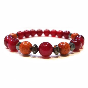 FREE SHIPPING Natural Red Ruby Agate, Coral, Hematite, Men Women Unisex Stone Bracelet, Echte Steine Armband, Pierre Naturelle Bracelet