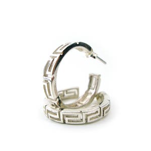 Sterlingzilver 925 Griekse oorbellen, Griekse Eternity Key-oorringen 21 mm, Griechische ohrringe, Grecques Boucles d'oreilles