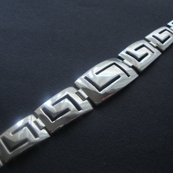 Greek ancient eternity key graduated pattern bracelet sterling silver 925