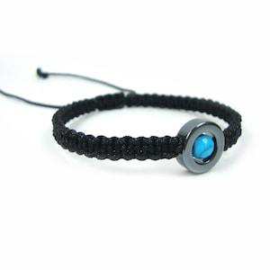 Turquoise Bracelet, Macrame Woven Hematite And Turquoise Stones Adjustable Bracelet  , Macrame Stone Bracelet, Modern Fine Bracelet