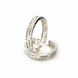 Oorbellen in zilver 925-Grieks, Grieks eeuwigheid sleutel Hoop Earrings 27mm, Griechische Ohrringe, Boucles d'oreilles grecques