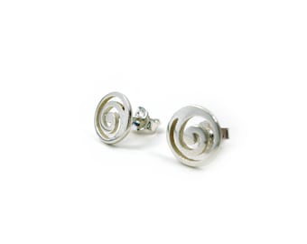 Greek Spiral Stud Earrings 9mm: Sterling Silver 925 Jewelry From Greece