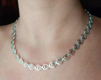 Sterlingzilver 925 Griekse spiraal Eternity-sleutelketting | Griekse zilveren sieraden | Breedte 9 mm | Gestempeld 925 | Griechisches Silber Kette