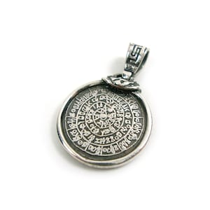 Ancient Greek Phaistos Disc 19 mm Pendant Sterling Silver 925, Phaistos Disc Greek Pendant, Griechische Silber Anhanger, Minoan Jewelry