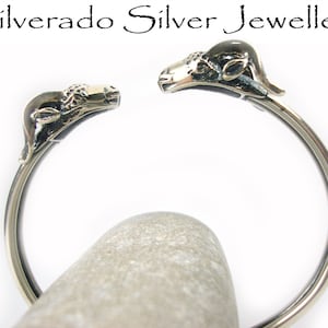 Greek Bracelet, Rams Head Bangle Bracelet, Arius Bracelet, Ancient Greek Double Ram Arial Head, Sterling Silver 925, Griechische Armband