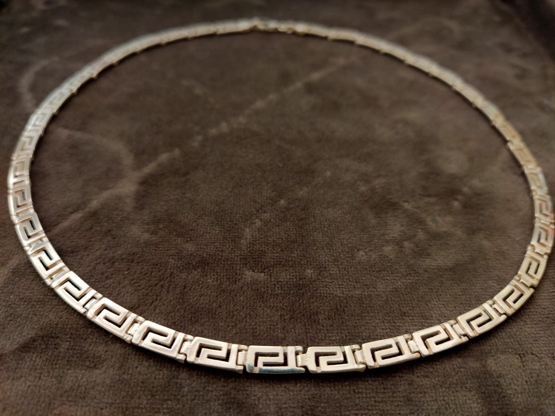 Sterling Silver 925 Necklace 5mm Meander Infinity Greek Key Men Women, Greek Jewelry, Griechisce