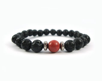 bracciale portonovo pietra lavica e ematite uomo - Gioielleria Riccione Oreficeria Gioie