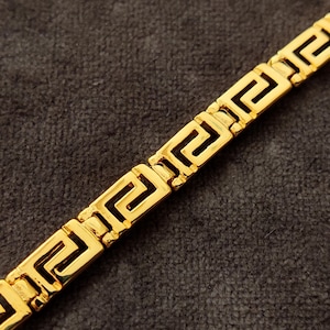 Sterling Silver 925 Ancient Greek Eternity Key Meander Gold Plated 22K Bracelet, All Sizes, Silver Greek Bracelet, Griechische Armband Kette
