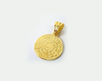 Gold Plated Sterling Silver Minoan Phaistos Disc Pendant, 16mm