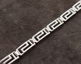 Sterling Silver 925 Ancient Greek Bracelet Eternity Key Pattern 6mm, Jewelry From Greece, All Sizes ,Griechische Opal Armband ,Meander