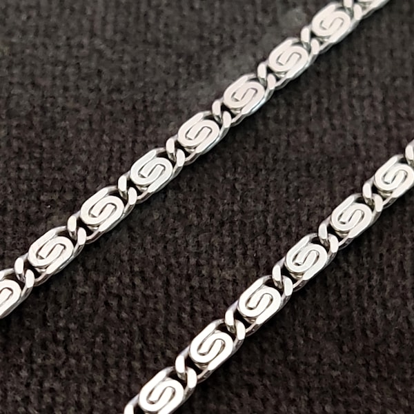 Sterling Silver 925 Meander Greek Chain 2mm Anklet Bracelet For Men Women Unisex, Jewelry From Greece, Griechischer Silber Kette