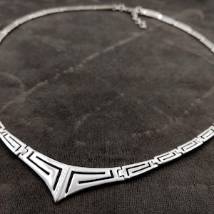 Sterling Silver 925 Greek V Necklace, Jewelry From Greece, Meander Design, Griechisches Silber Kette Schmuck, Collier Argent Grecque Grece