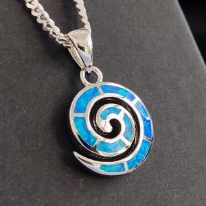 Sterling Silver 925 Greek Key Pendant with Blue Opal | 15x13mm Infinity Design | Made in Greece | Hallmarked Necklace | Free Shipping