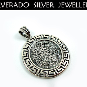 Sterling Zilver 925 oude Griekse hanger Minoïsch Phaistos Disc 29 mm Griekse eeuwigheid sleutel, Griekse sieraden, Griekse Ring, греческая кулон, GR