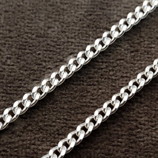 Sterling Zilver 925 Curb Gourmet Chain 3mm enkelband armband voor mannen vrouwen Unisex, sieraden uit Griekenland, Griechischer Silber Kette
