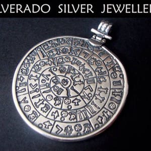 Phaistos Disc Big Pendant 54mm Made Of Sterling Silver 925 From Greece | Greek Silver Jewelry | Minoan Crete Jewelry | Big Round Pendant