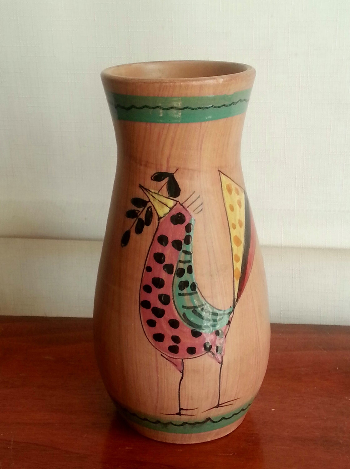 Mid Century Modern Italian Pottery Vase Florentine Original Etsy