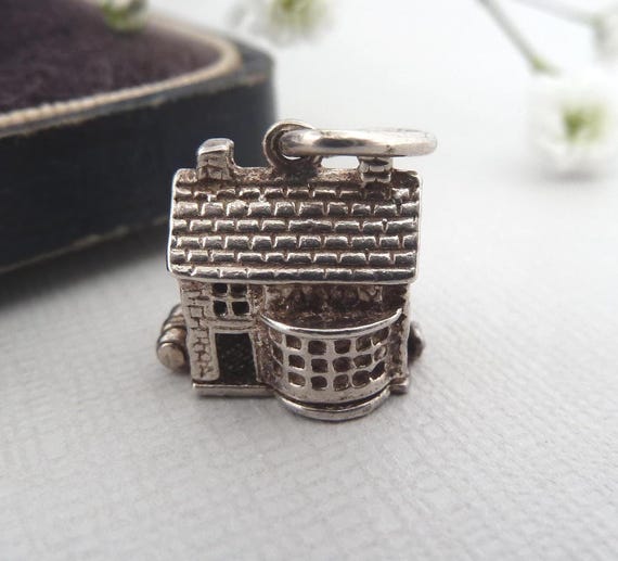 Vintage Sterling Silver NUVO Opening Sweet Shop Charm – Ye Olde Sweet Shoppe – Shopkeeper Inside