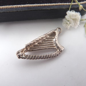 Vintage Irish Harp Charm – Sterling Silver CHIM Signed Pendant – Small Celtic Ireland Souvenir Jewellery Gift