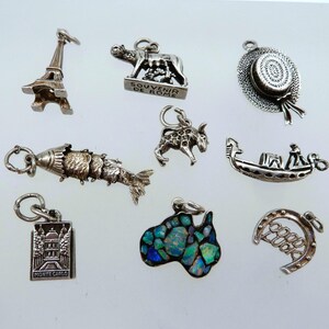 Vintage silber Charme Romulus & Remus Sommer Hut Eiffelturm Monte Carlo Fisch Gondel viel Glück Hufeisen Stier Karte von Australien