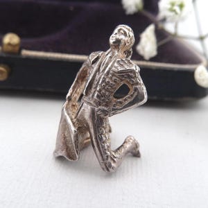 Vintage Sterling Silver Matador Charm Spanish Bullfighter Souvenir Detailed Miniature Pendant 1960s–70s Travel Jewellery Gift