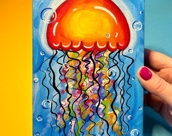 Red Jellyfish | Original Acrylic Painting