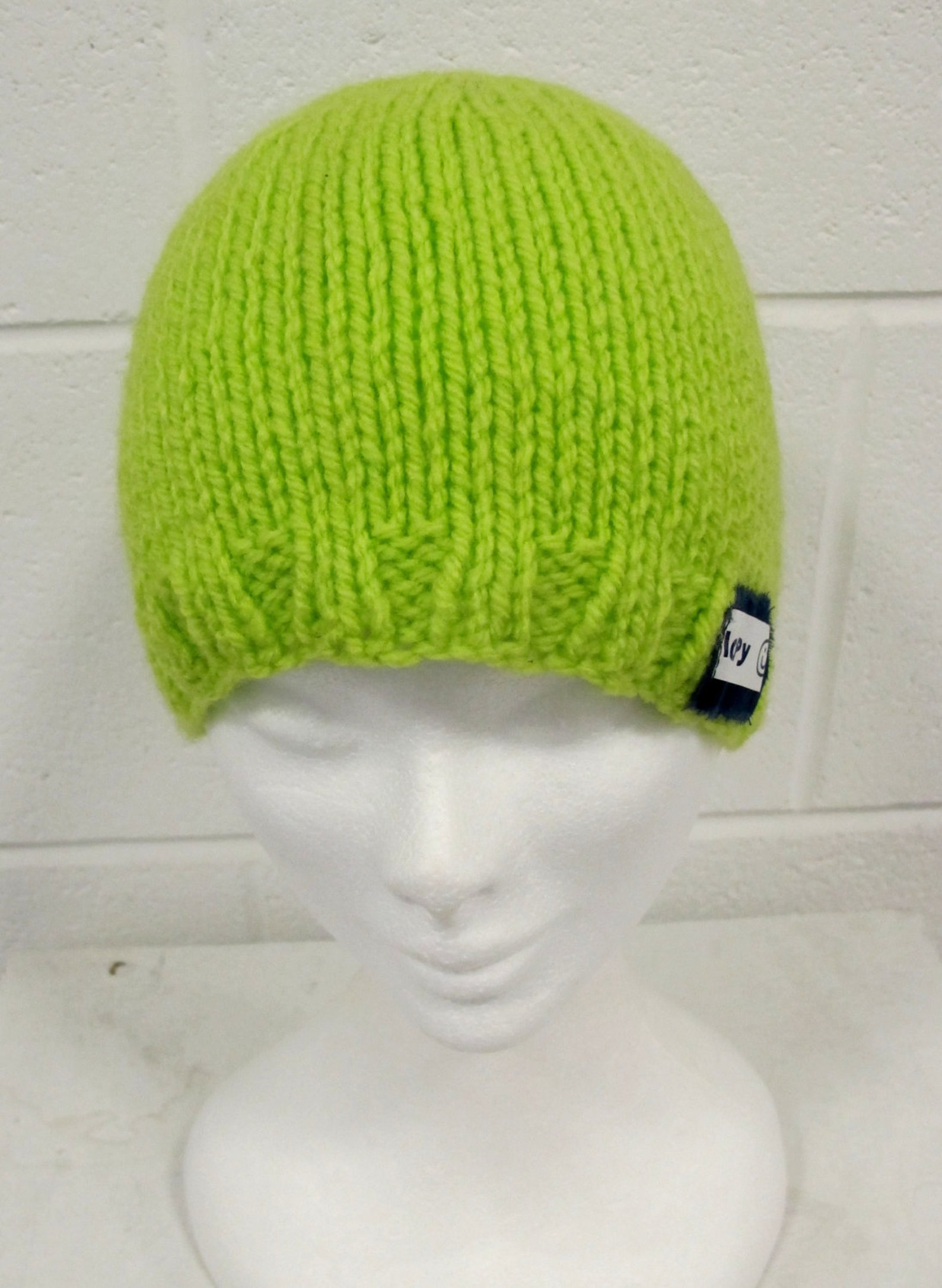 Green Handknit Beanie Hat lime green hat retro beanie retro Etsy