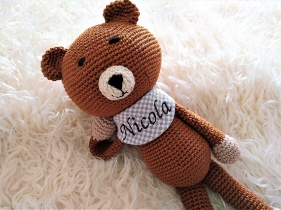 Kuscheltier Gehäkelt Mit Namen Kinderzimmerdekoration Etsy