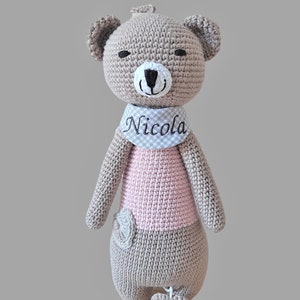 Spieluhr Baby mit Wunschmelodie Geschenk zur Geburt personalisiert Mädchen Junge Geschenk für Kinder Taupe / Rosa