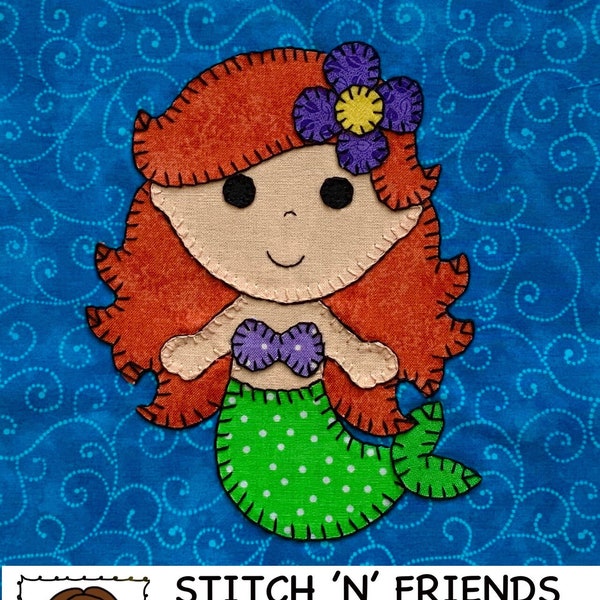 Mermaid Petal Quilt block PDF Pattern, patchwork, slow stitch, embroidery, hand stitch or free motion machine embroidery