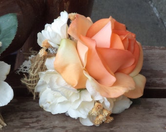 Rustieke bruiloft Coral steeg corsages / echte Touch Rose corsages / koraal Prom corsages / land corsages Bruiloft / Prom bloemen