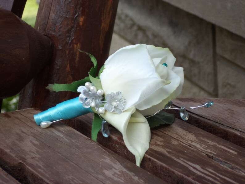 Real Touch Rose Blue Cascading Silk Bridal Bouquet / Aqua Blue Etsy