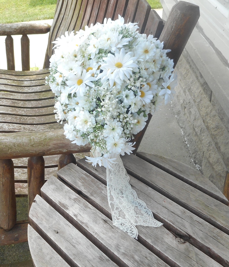 Rustic Wedding Bouquet / Daisy Silk Bridal Bouquet